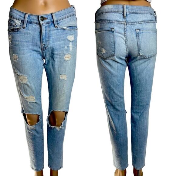 Frame Denim Denim - Frame Le Skinny De Jeanne Stretch Skinny Distressed Ripped Ankle Jeans